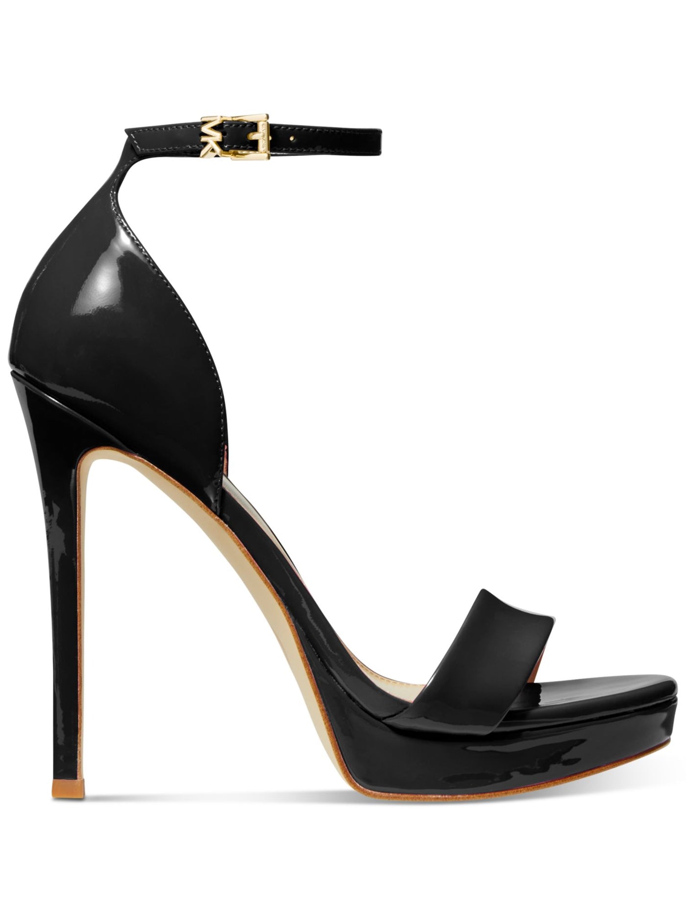 MICHAEL MICHAEL KORS Womens Black Ankle Strap Padded Jordyn Round Toe Stiletto Buckle Leather Dress Heeled Sandal 5.5 M