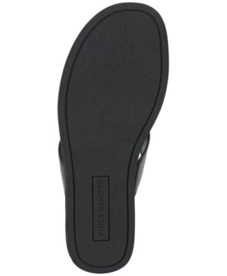 VINCE CAMUTO Mens Black Crisscross Upper Straps Goring Padded Waely Open Toe Slip On Leather Slide Sandals Shoes M
