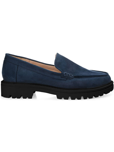 JOURNEE COLLECTION Womens Navy Moc Toe Lug Sole Padded Erika Round Toe Slip On Loafers Shoes 8.5 M