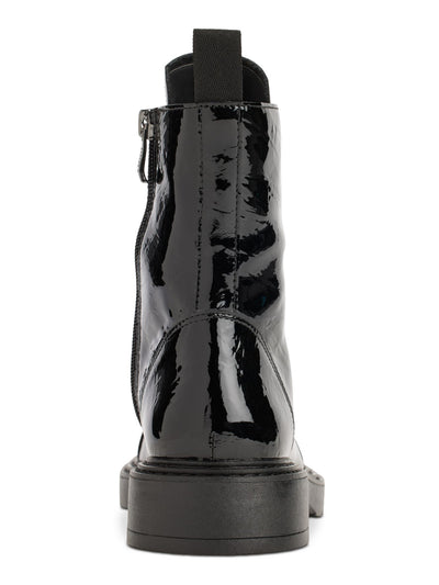 DKNY Womens Black Metallic Malaya Almond Toe Block Heel Lace-Up Combat Boots 9.5