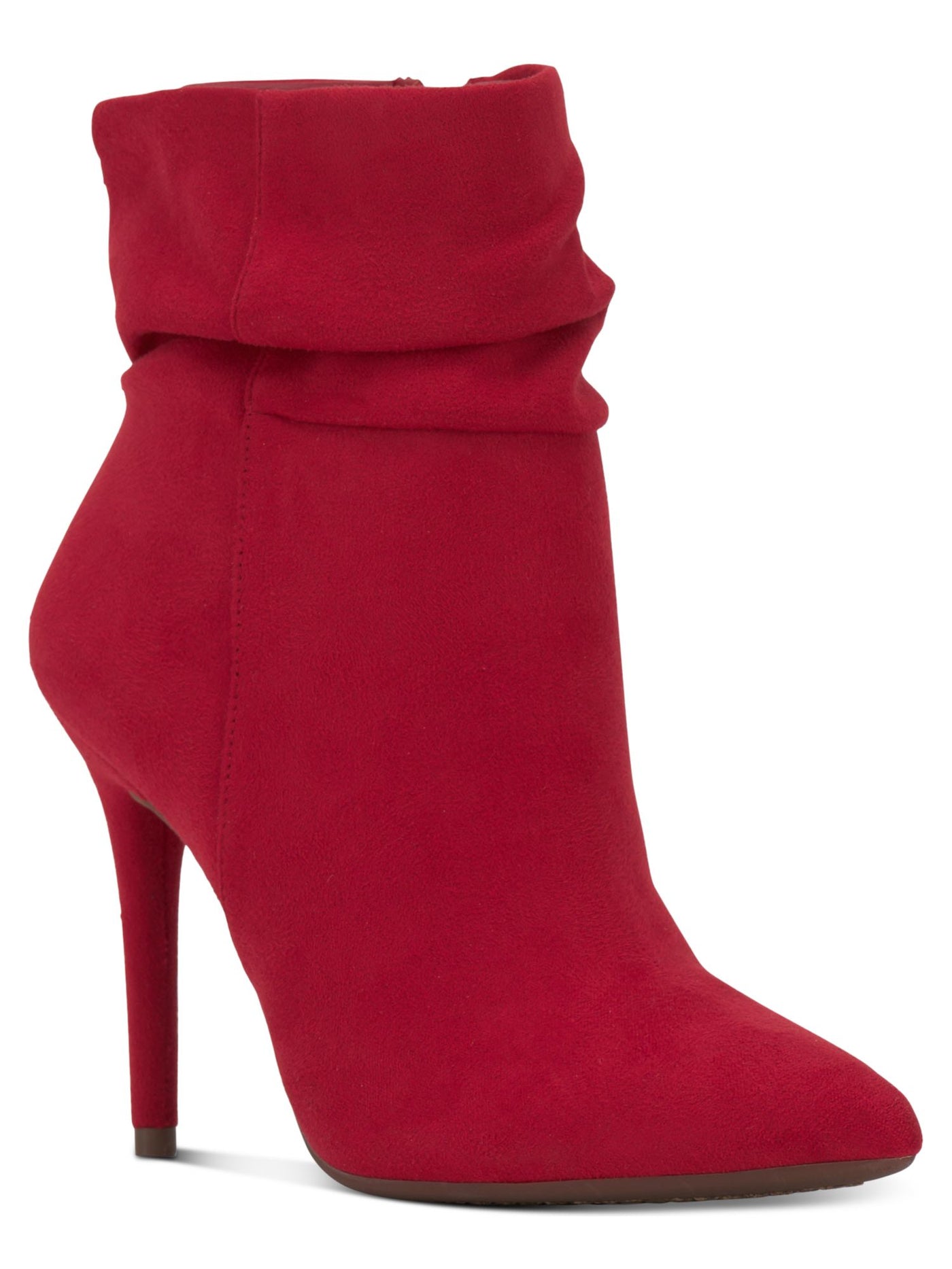 JESSICA SIMPSON Womens Red Cushioned Ruched Lerona Pointed Toe Stiletto Zip-Up Dress Booties 8 M