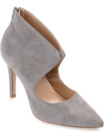 JOURNEE COLLECTION Womens Gray Keyhole At Vamp Padded Junniper Pointed Toe Stiletto Zip-Up Heels Shoes 8