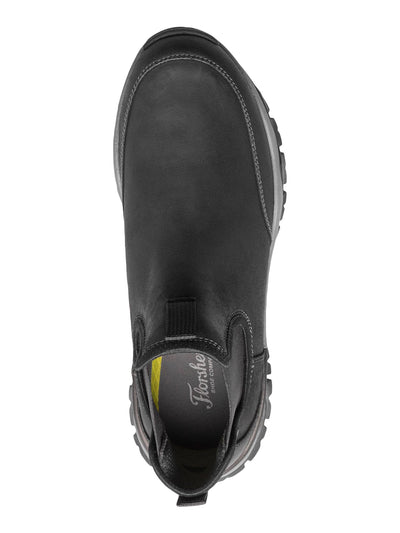 FLORSHEIM Mens Black Pull Tabs Goring Waterproof Slip Resistant Cushioned Removable Insole Xplor Round Toe Leather Chelsea 7 M