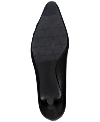 EASY STREET Womens Black Cushioned Chiffon Pointed Toe Kitten Heel Slip On Dress Pumps Shoes M