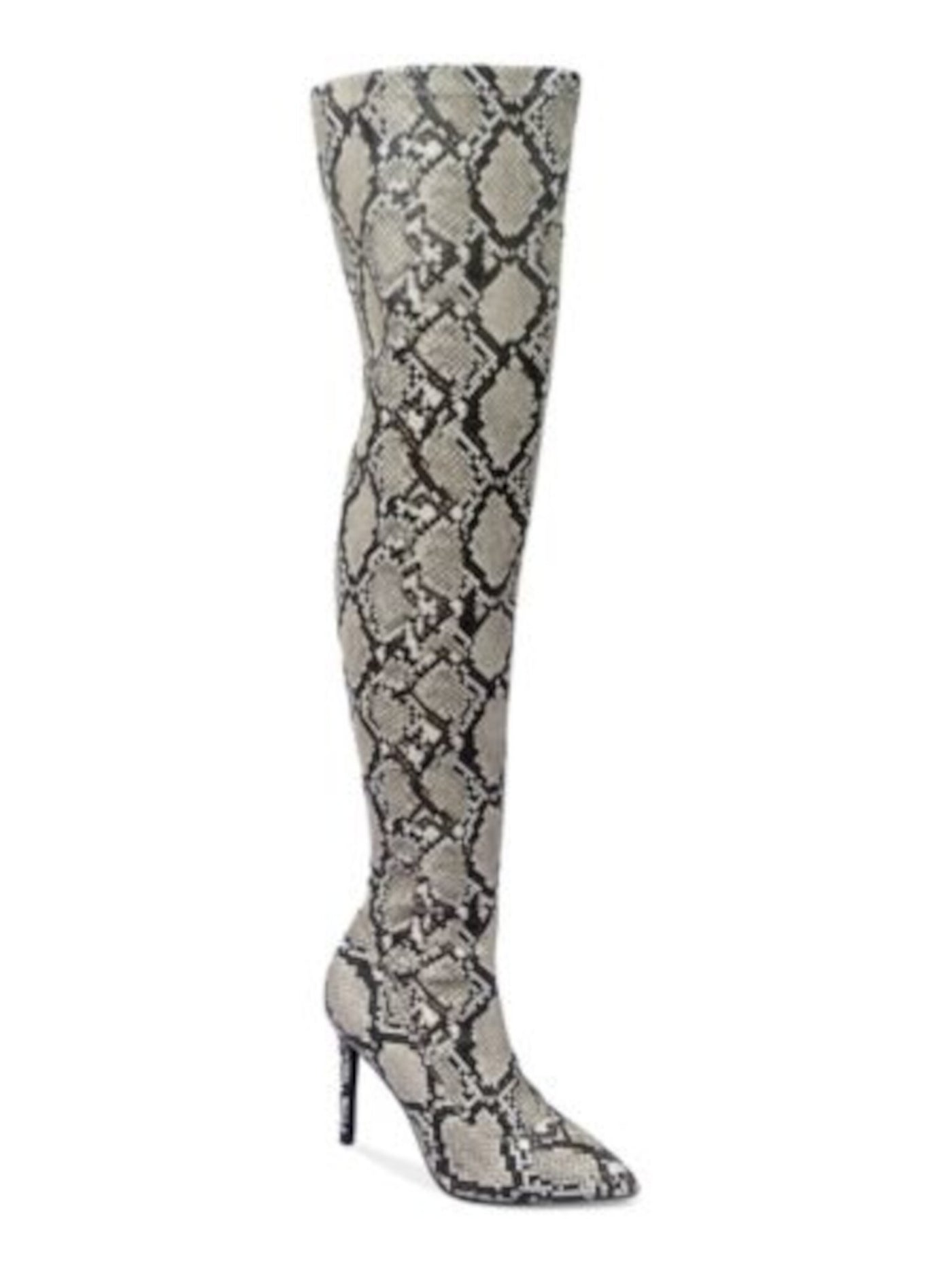 THALIA SODI Womens Beige Cushioned Pointed Toe Stiletto Zip-Up Dress Boots 7
