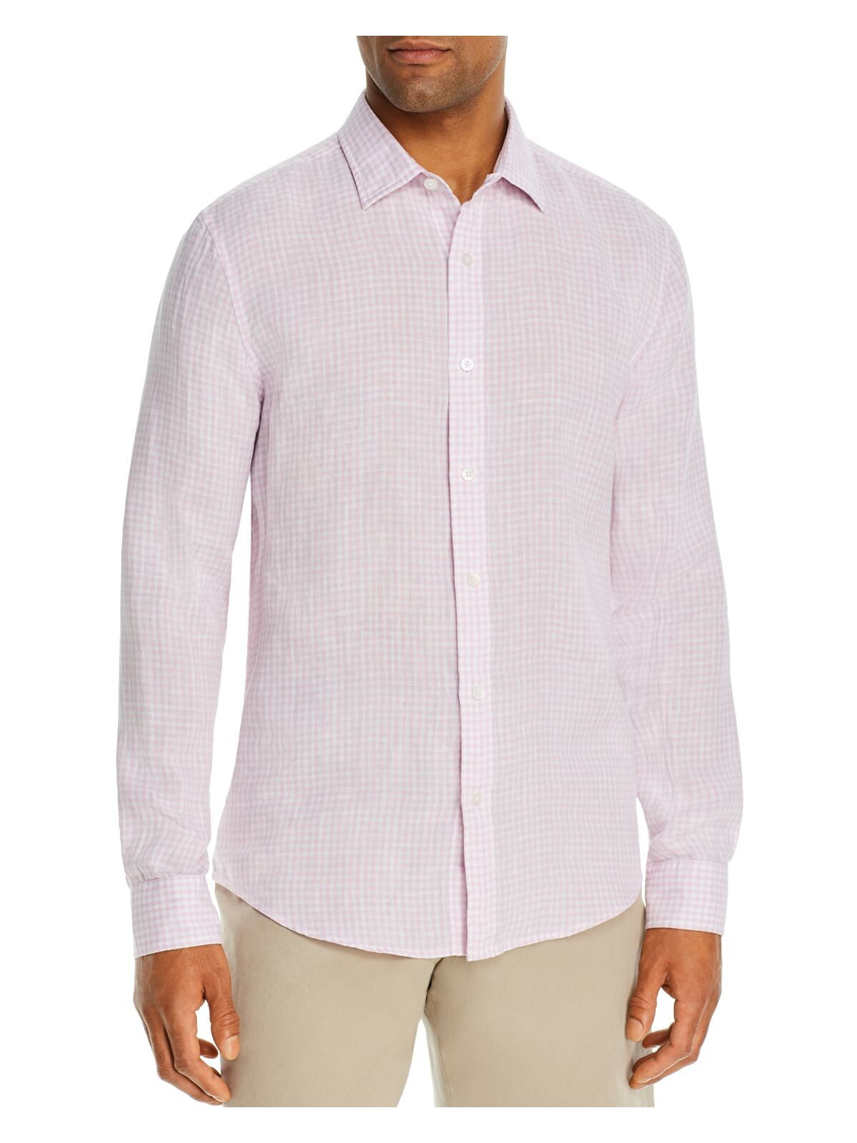 The Mens store Mens Pink Check Long Sleeve Button Down Casual Shirt L