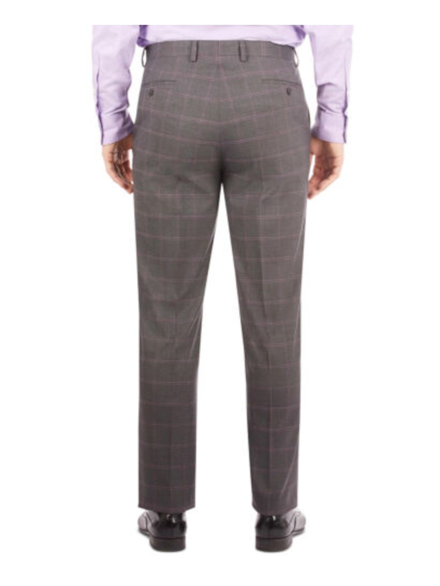 SEANJOHN Mens Gray Flat Front, Windowpane Plaid Classic Fit Suit Separate Pants 42W\32L