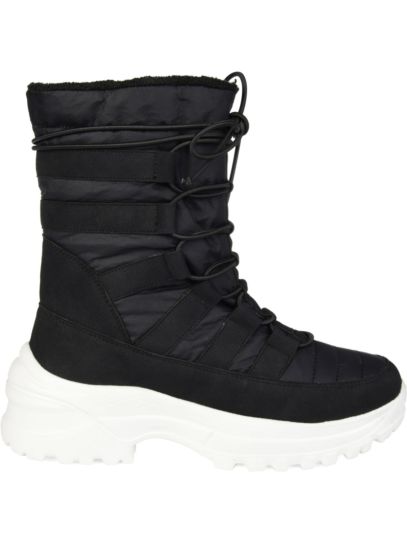 JOURNEE COLLECTION Womens Black Waterproof Icey Round Toe Platform Lace-Up Snow Boots 7.5