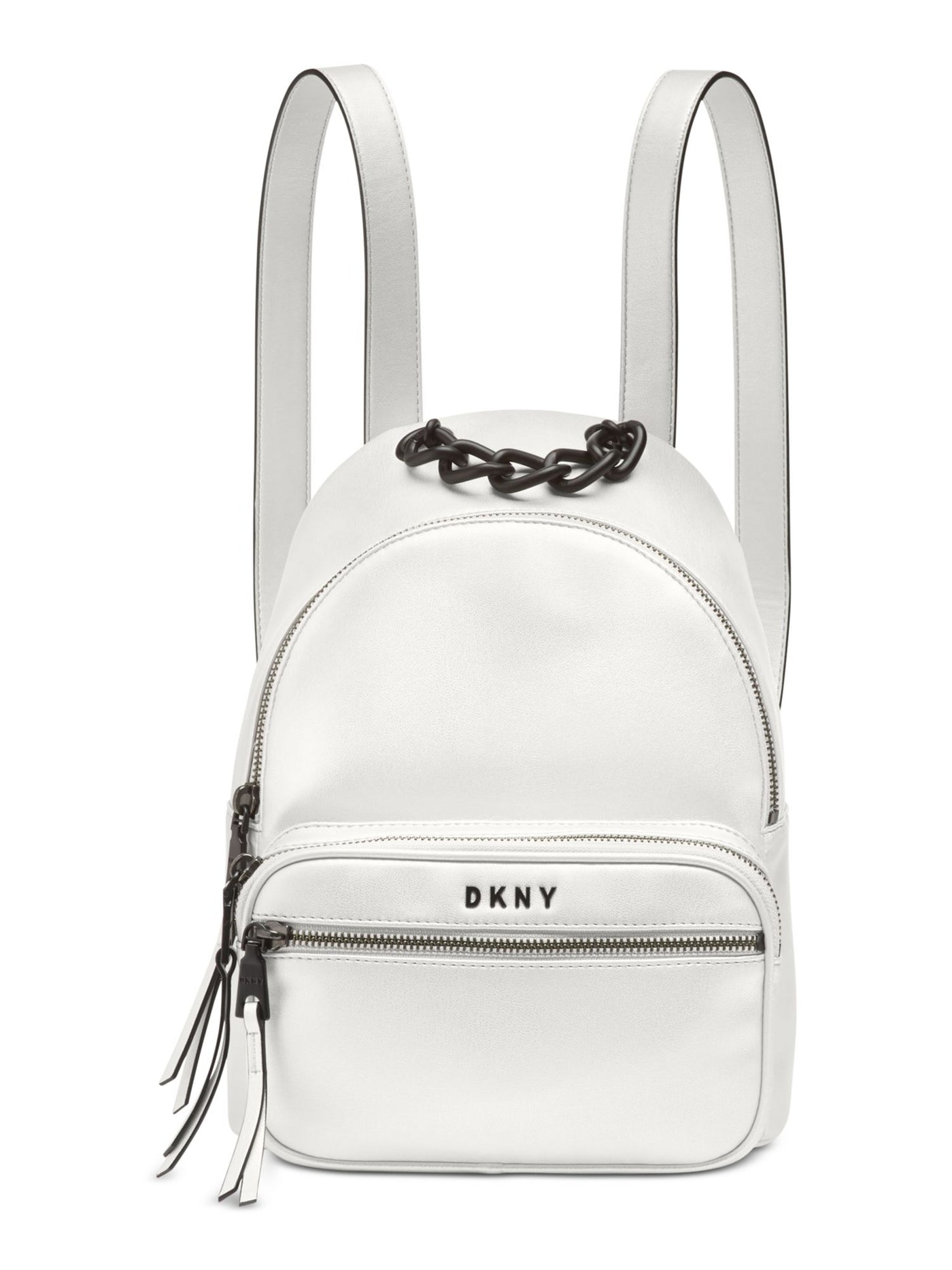 DKNY Women's White Faux Leather Adjustable Strap Backpack