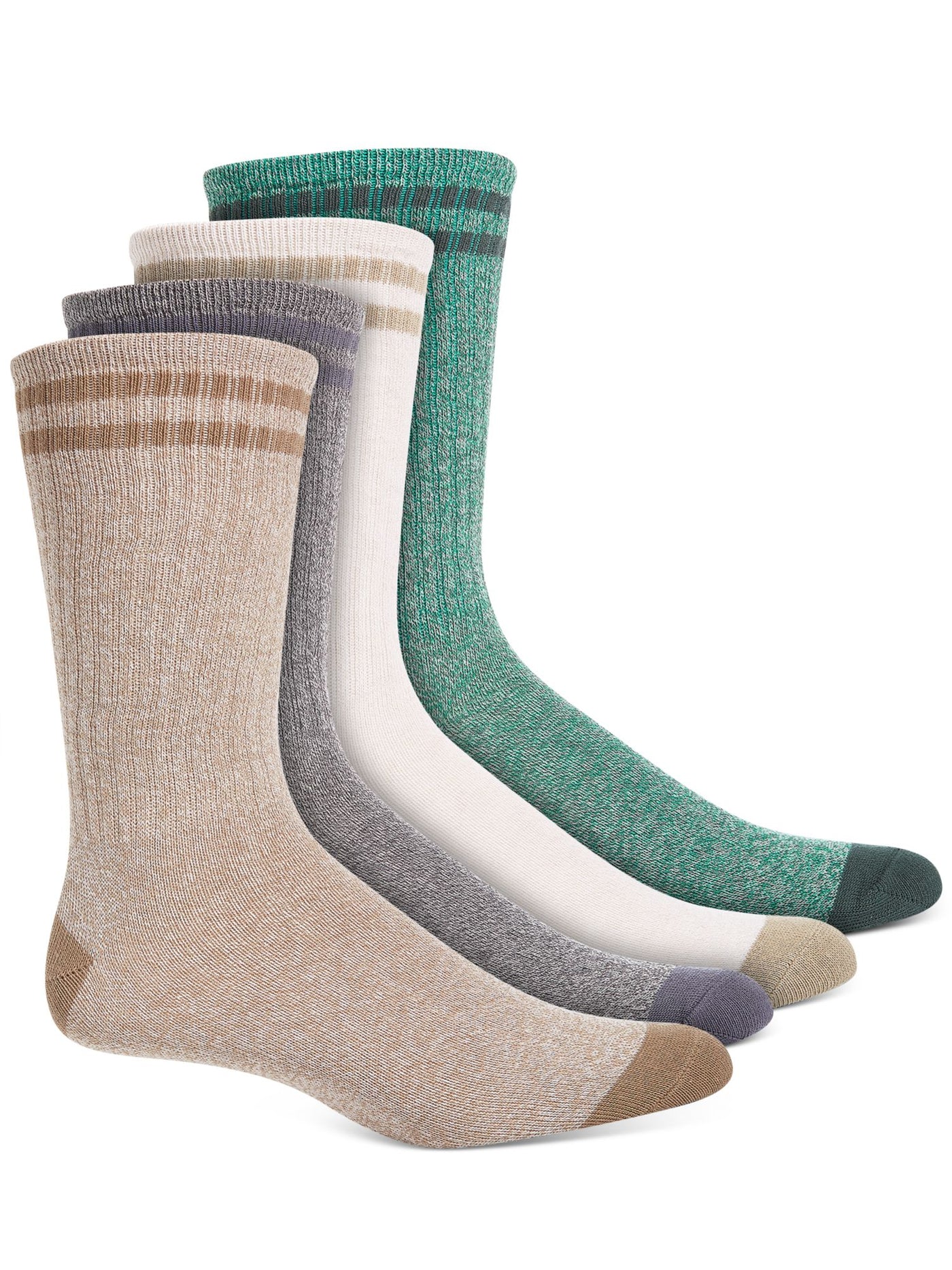 SUN STONE Mens 4 Pack Gray Double Stripe Logo At Ankle Ribbed Casual Crew Socks 7-12