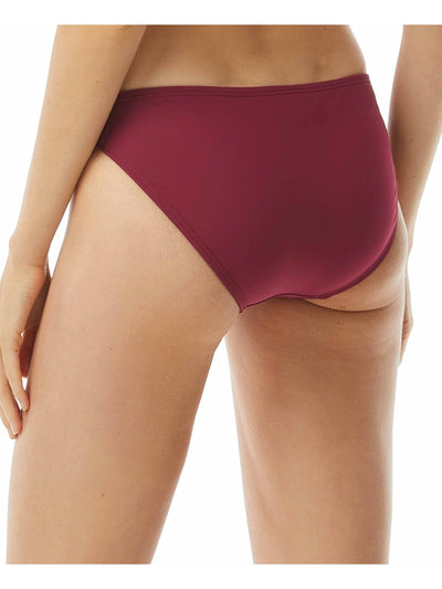 MICHAEL MICHAEL KORS Women's Maroon Stretch Bikini Lined Moderate Coverage Hipster Swimsuit Bottom XL