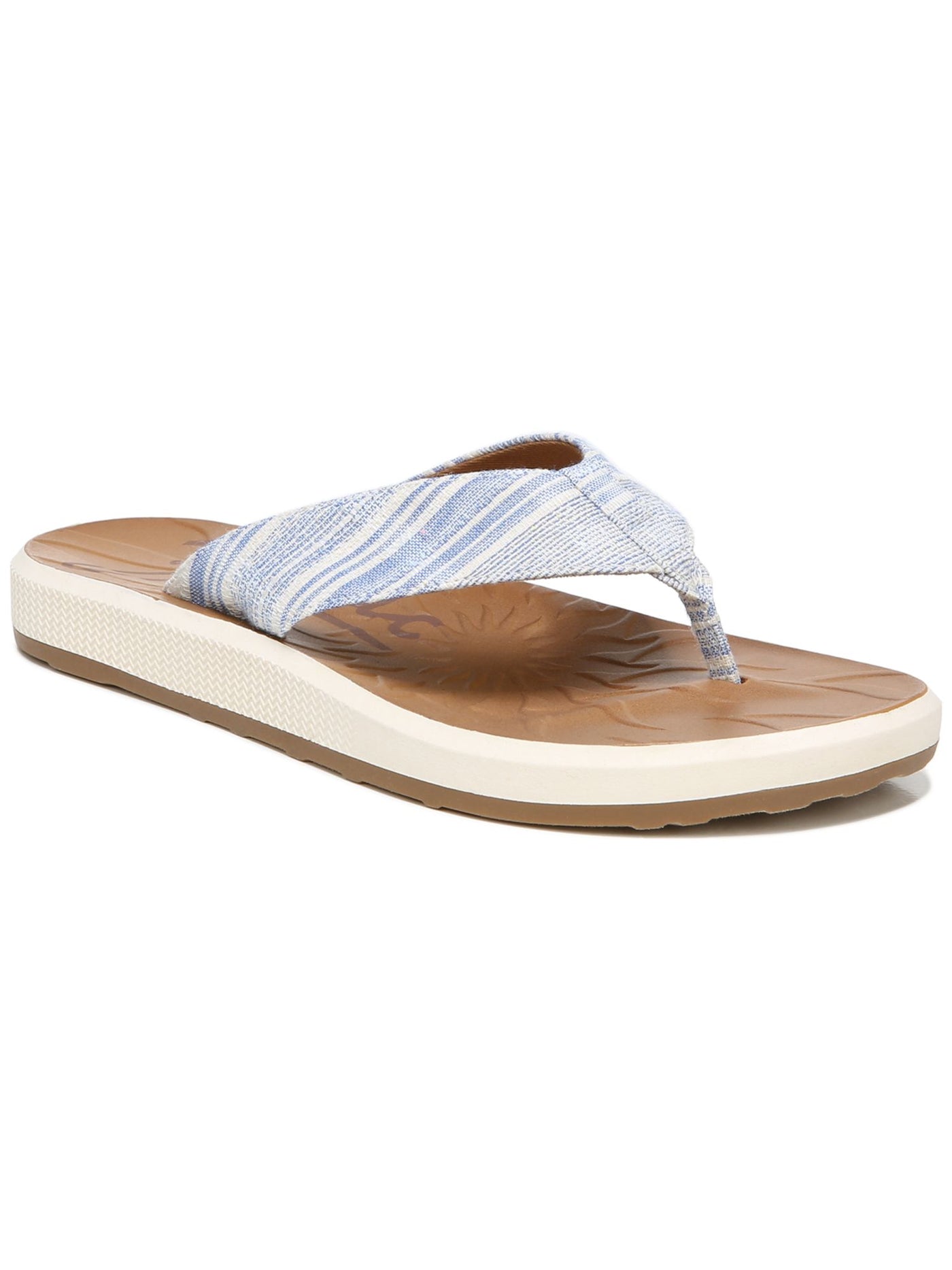 ZODIAC Womens Blue Striped Sunny Round Toe Slip On Flip Flop Sandal 10 M
