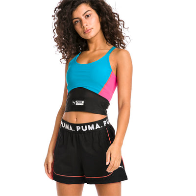 PUMA Womens Blue Mesh Cropped Color Block Sleeveless Scoop Neck Active Wear Tank Top L
