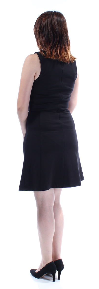 BAR III Womens Black Sleeveless Jewel Neck Above The Knee Wear To Work Fit + Flare Dress