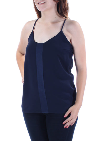 BAR III Womens Navy Racerback Spaghetti Strap V Neck Top