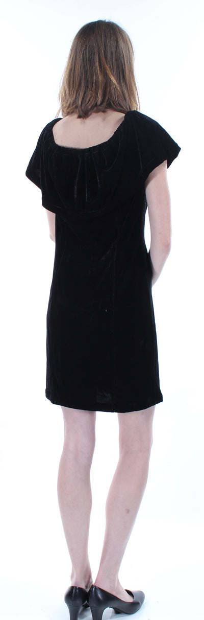 KENSIE Womens Velvet Cap Sleeve Jewel Neck Above The Knee Shift Dress