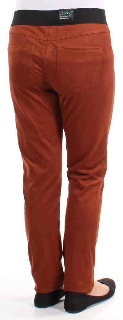 INC Womens Brown Faux Suede Straight leg Pants