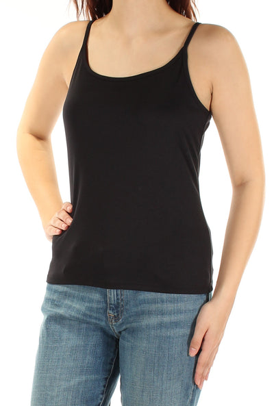 INC Womens Black Low Back Spaghetti Strap Scoop Neck Top