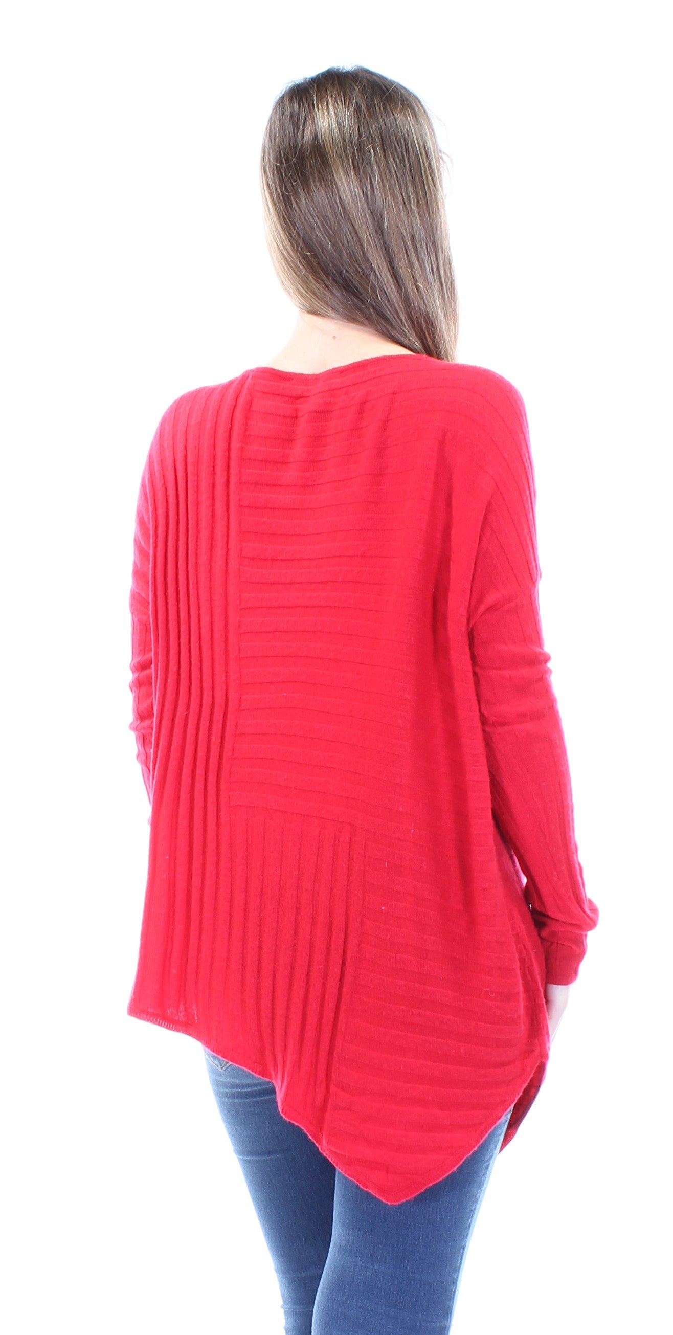 INC Womens Asymmetrical Long Sleeve Scoop Neck Sweater