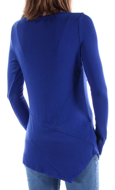 INC Womens Blue Long Sleeve Scoop Neck Top