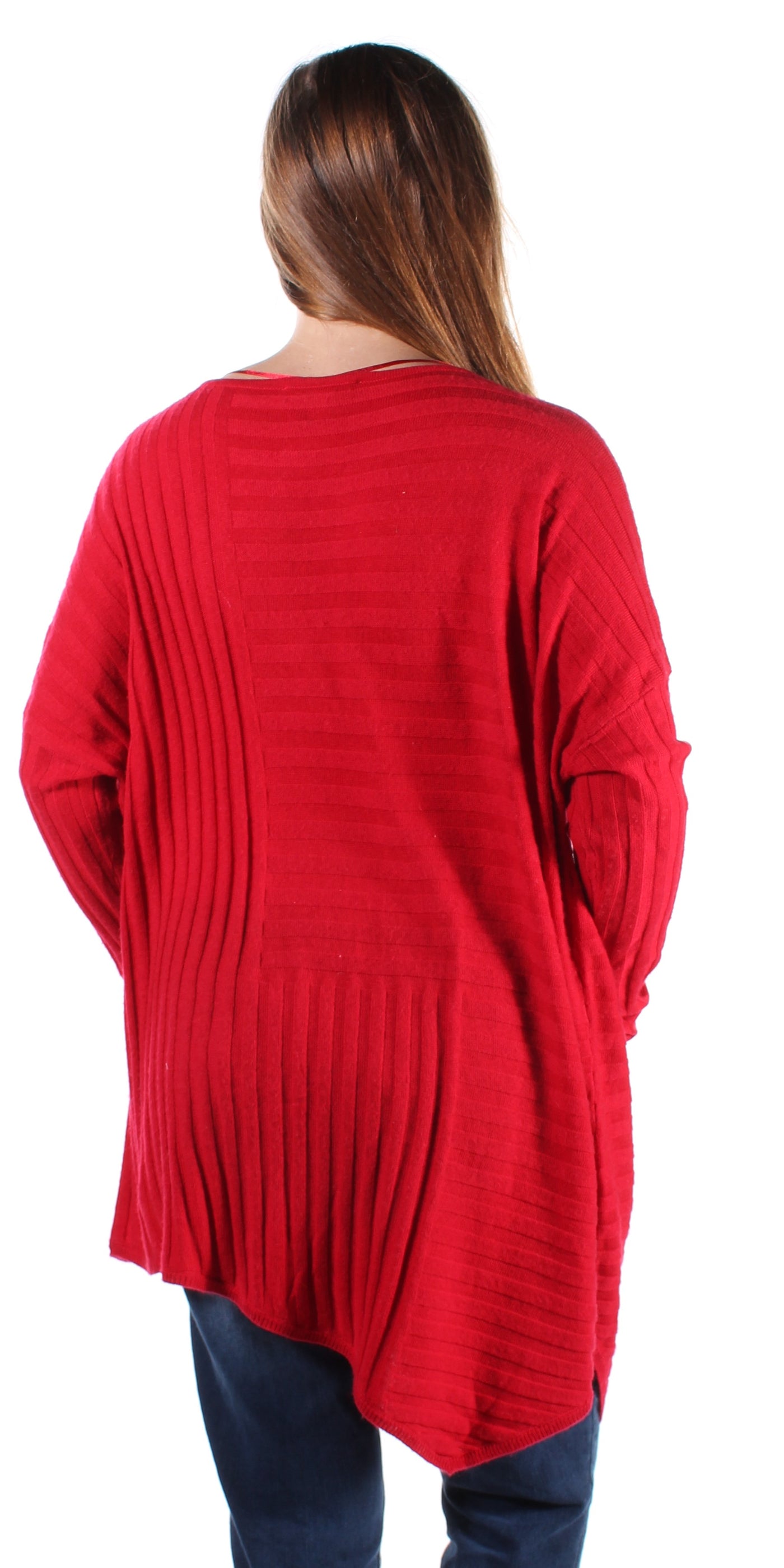 INC Womens Red Long Sleeve Scoop Neck Sweater