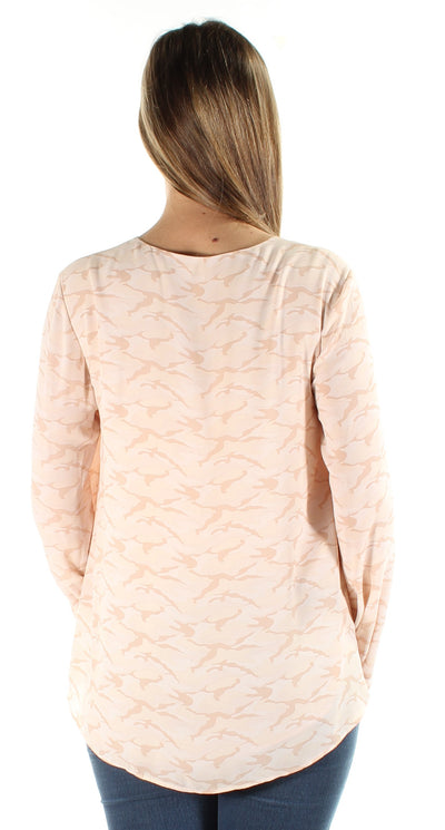 RACHEL ROY Womens Pink Pocketed Cuffed Sleeve V Neck Top