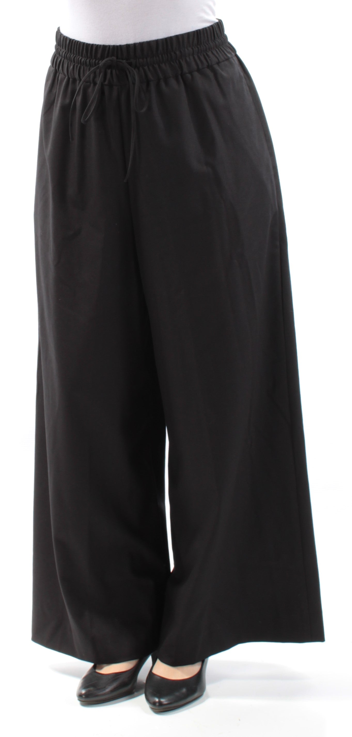 ANNE KLEIN Womens Black Tie Wide Leg Pants 4