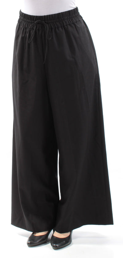 ANNE KLEIN Womens Black Tie Wide Leg Pants 4