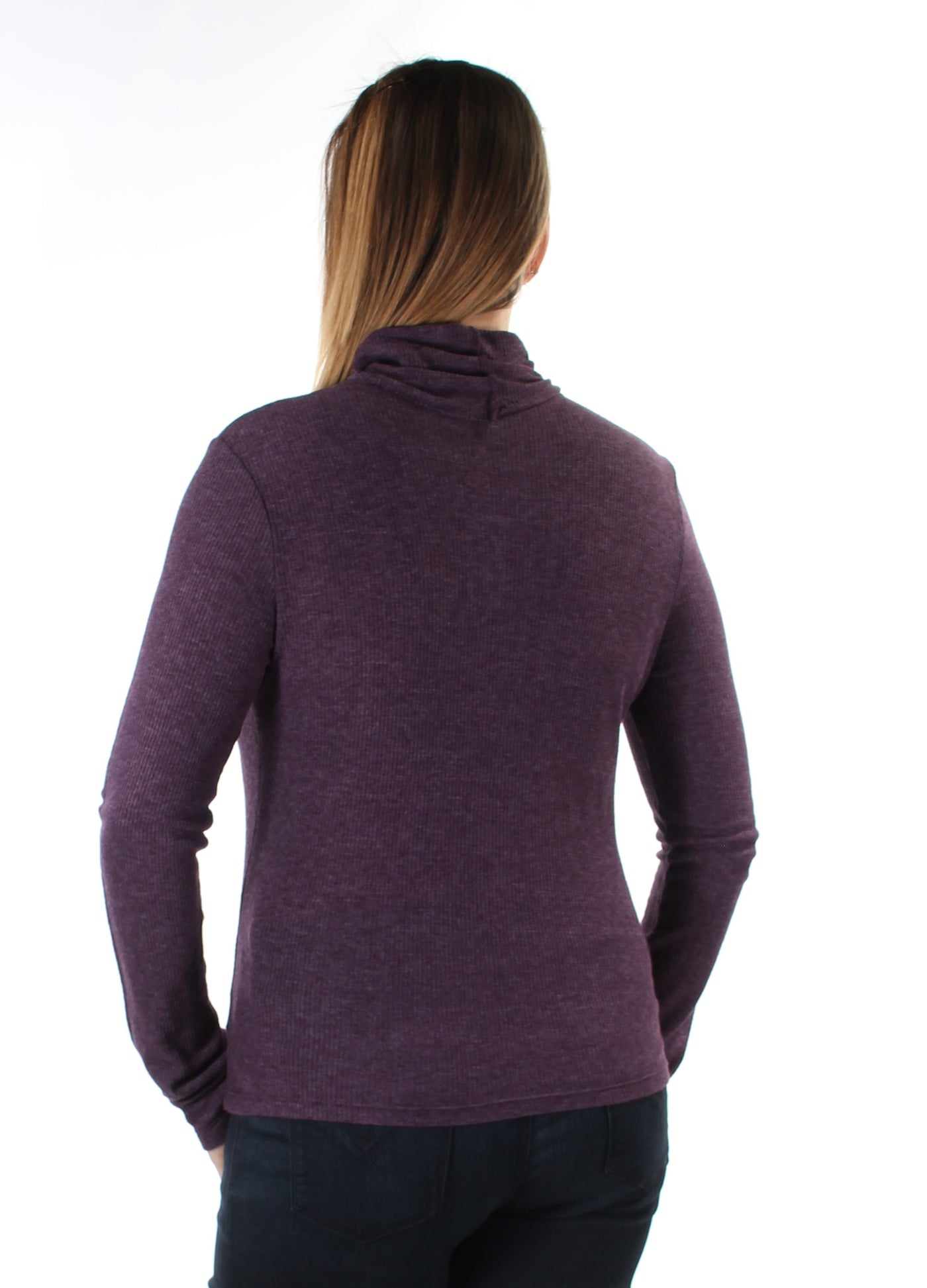 CHELSEA SKY Womens Gray Long Sleeve Cowl Neck Top