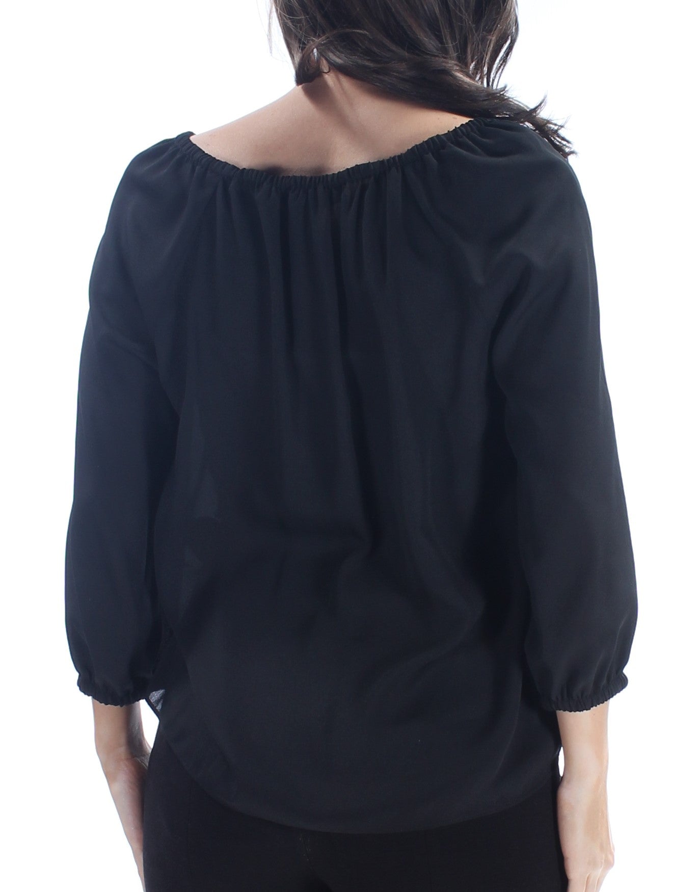 INC Womens Black Long Sleeve Keyhole Top