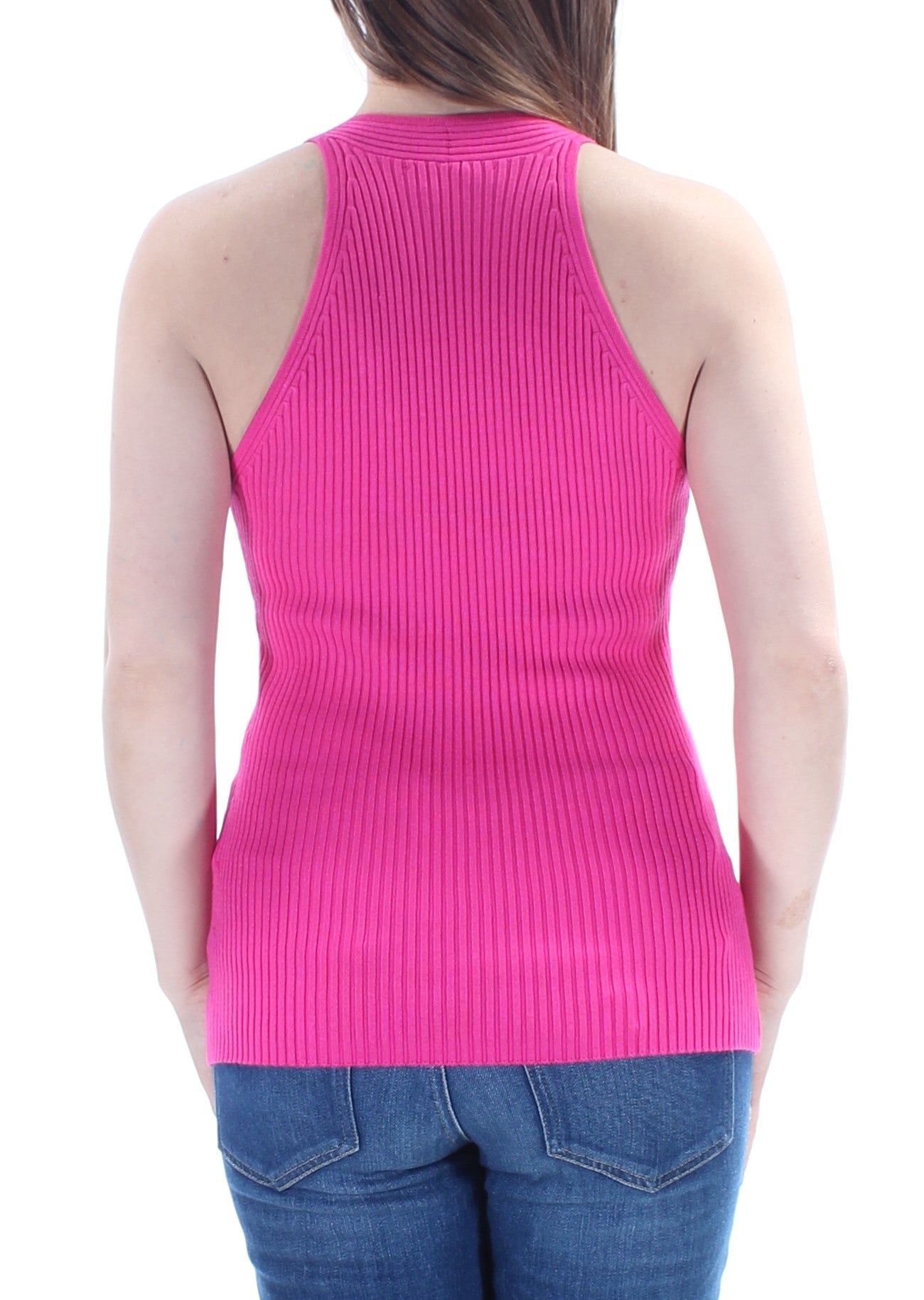 INC Womens Pink Textured Sleeveless V Neck Top