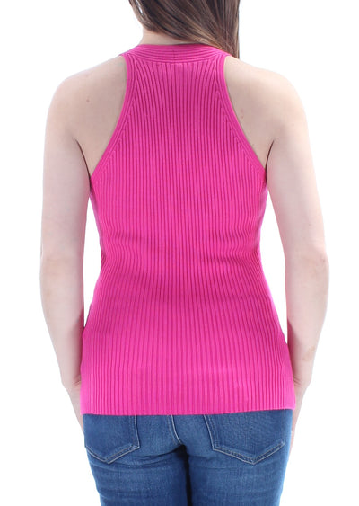 INC Womens Pink Textured Sleeveless V Neck Top