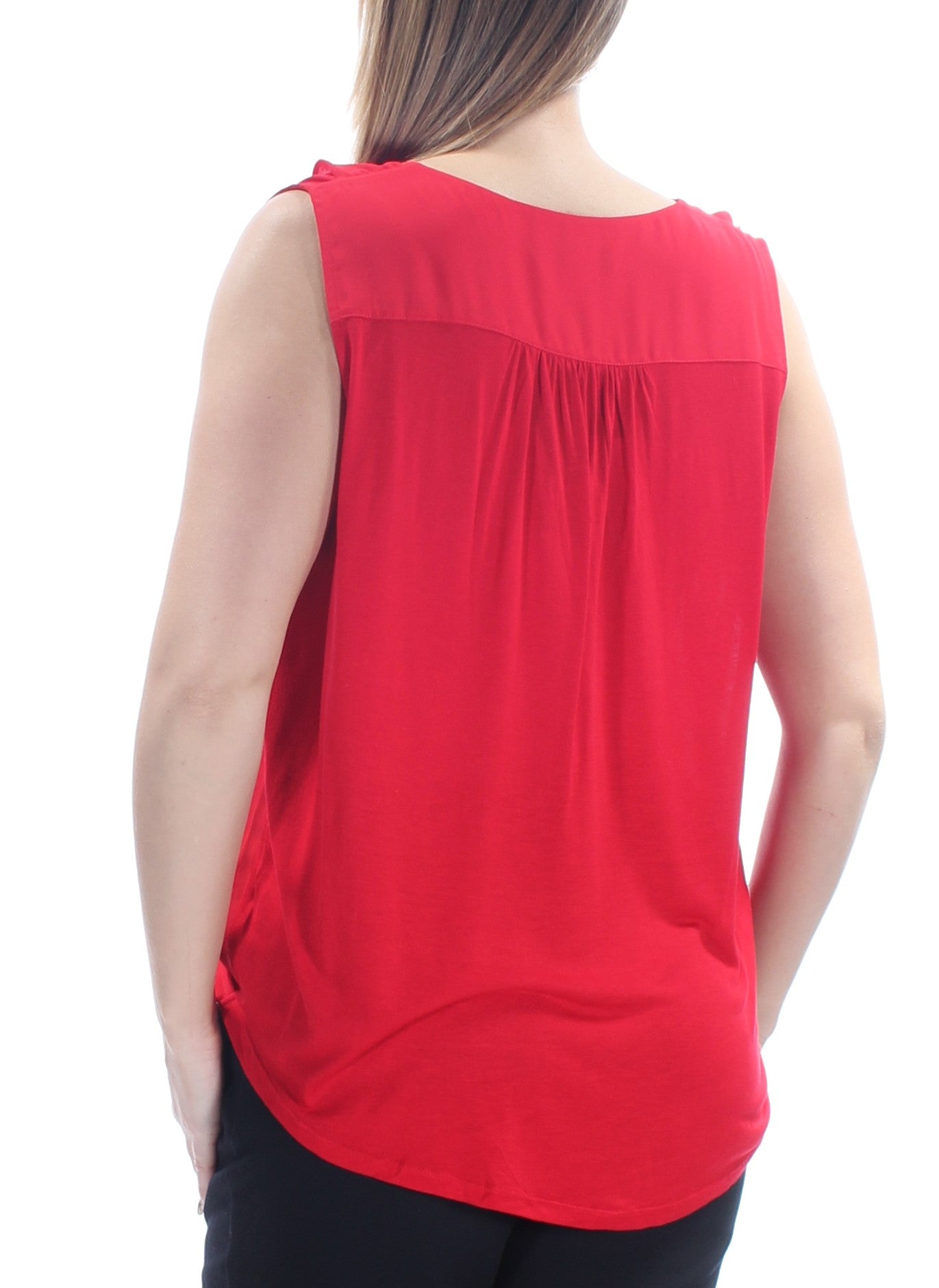 INC Womens Ruffled Sleeveless V Neck Blouse