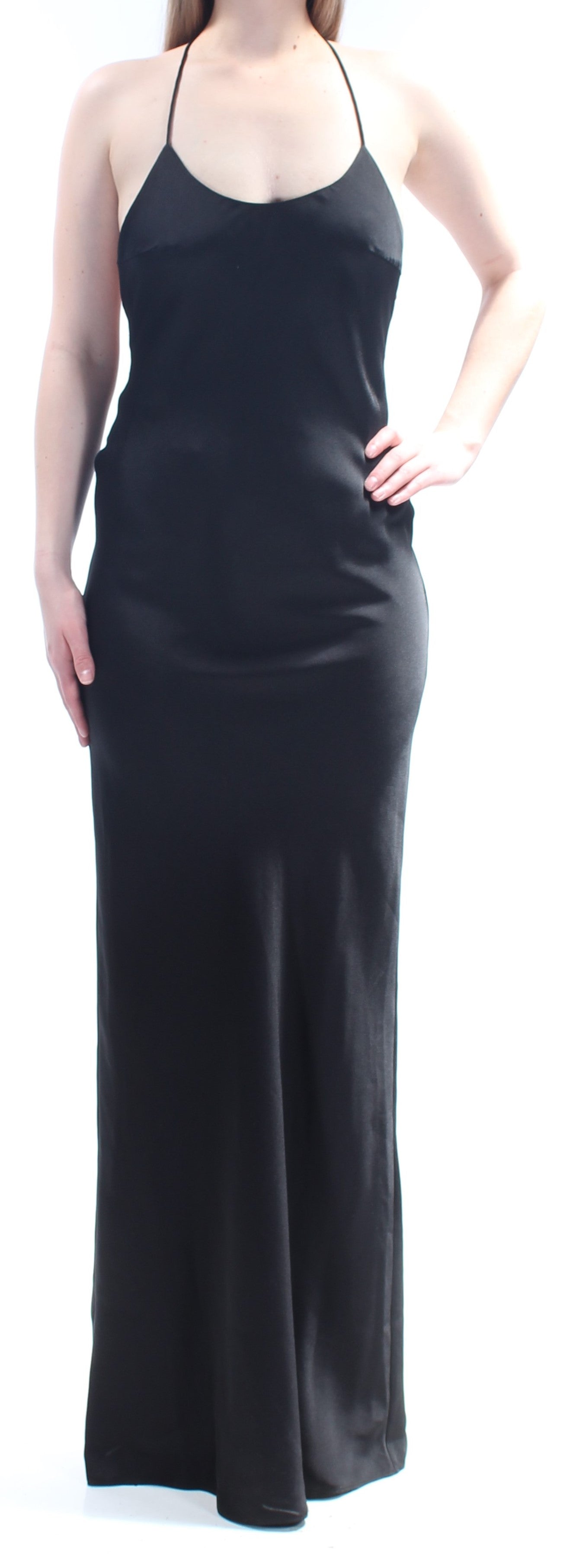 FAME AND PARTNERS Womens Black Spaghetti Strap Scoop Neck Full-Length – Bobbi + Bricka