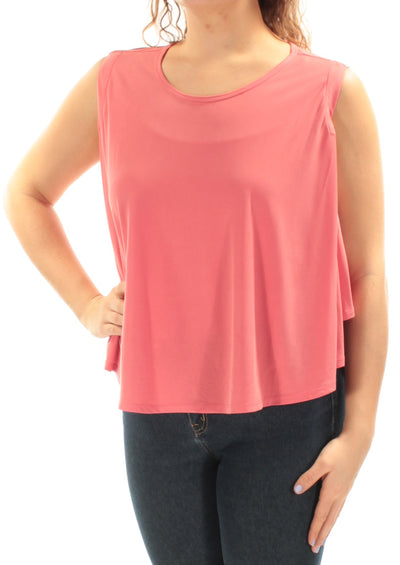 CATHERINE Womens Coral Sleeveless Scoop Neck PONCHO Top
