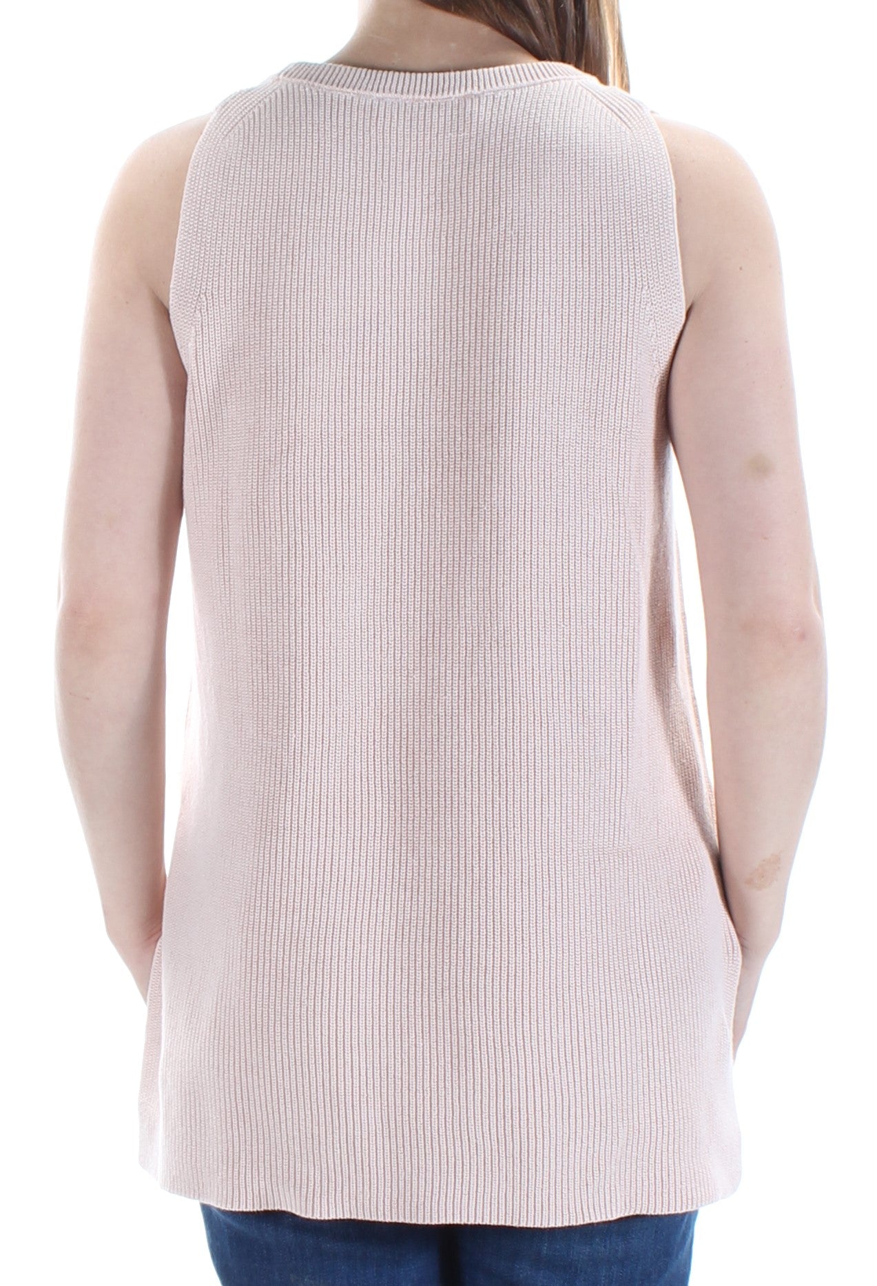 VINCE CAMUTO Womens Pink Textured Sleeveless Jewel Neck Top