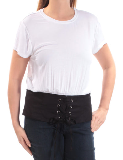 INC Womens Tie Color Block Short Sleeve Jewel Neck T-Shirt