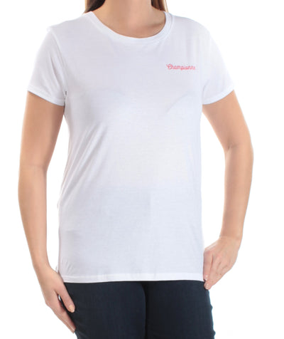 CHRLDR Womens White Championne Short Sleeve Jewel Neck T-Shirt