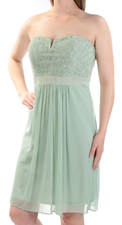 ADRIANNA PAPELL Womens Eyelet Sleeveless Sweetheart Neckline Below The Knee Cocktail Fit + Flare Dress