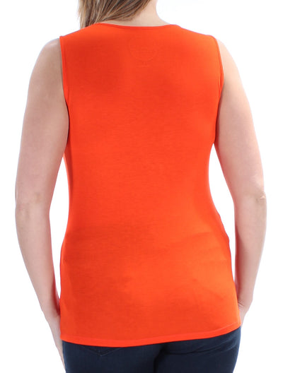 INC Womens Orange Sleeveless V Neck Top