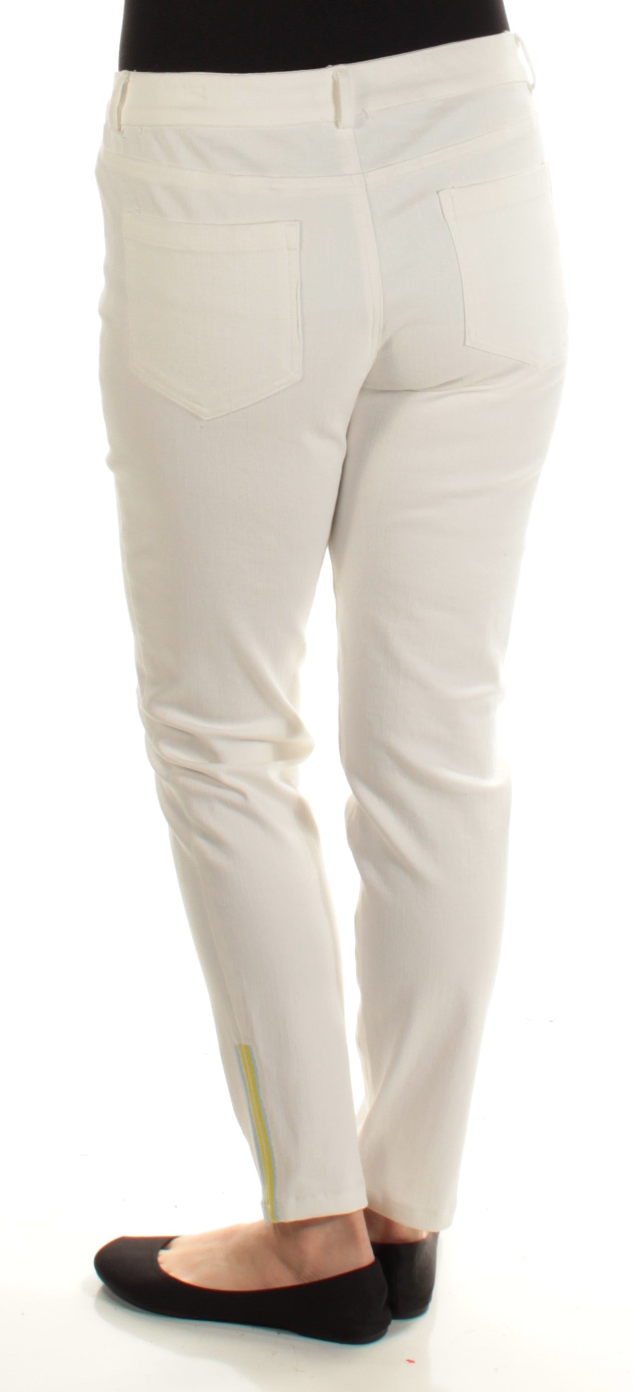 CYNTHIA ROWLEY Womens White Embroidered Jeans