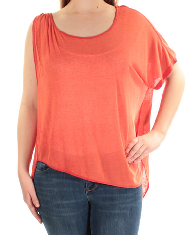 WE THE FREE Womens Orange Short Sleeve Scoop Neck Top