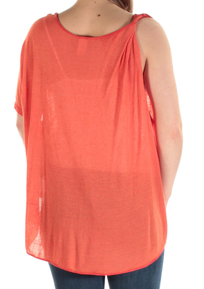 WE THE FREE Womens Orange Short Sleeve Scoop Neck Top