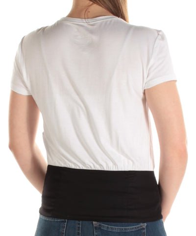 INC Womens Tie Color Block Short Sleeve Jewel Neck T-Shirt
