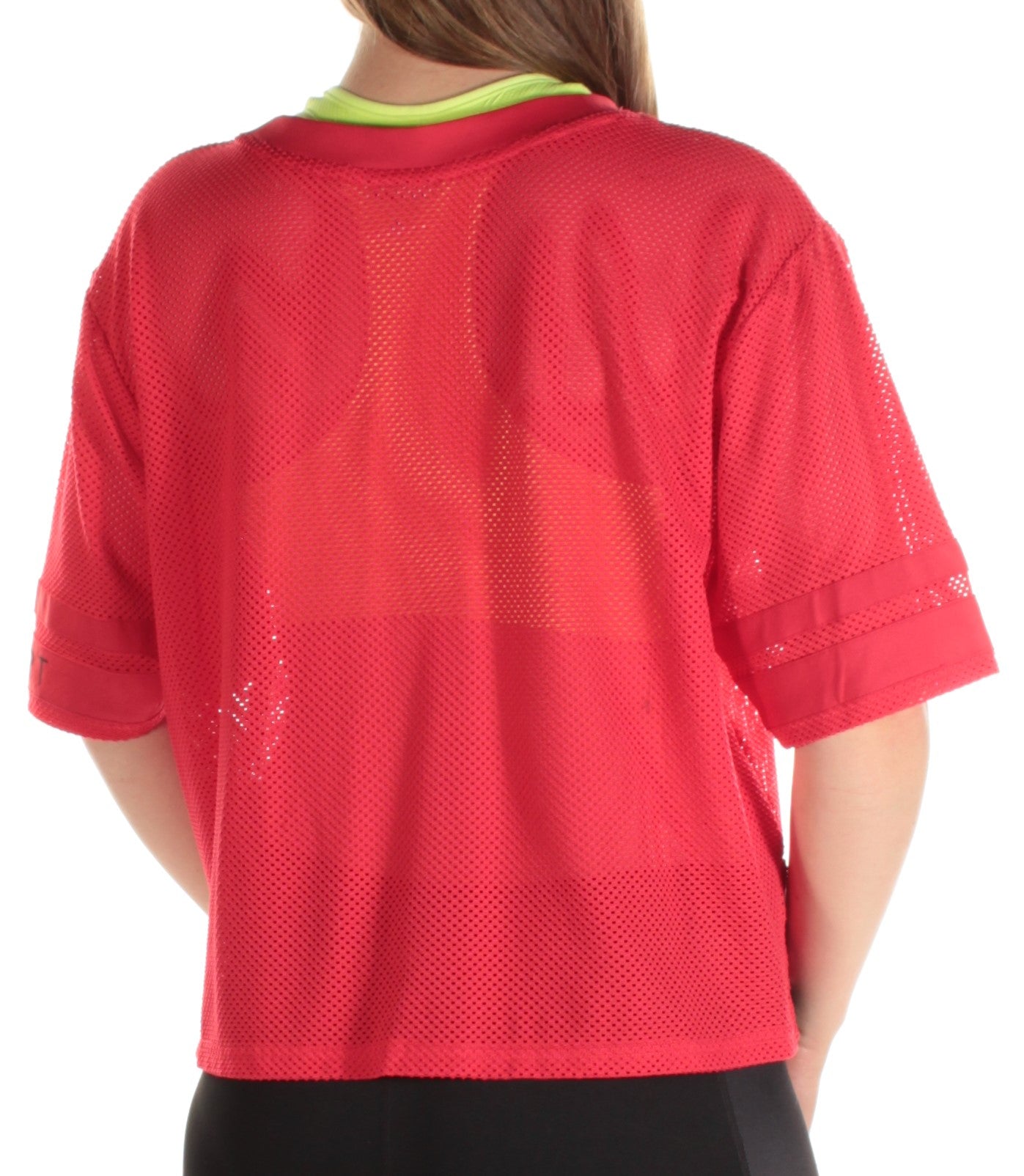 TOMMY HILFIGER Womens Red Logo Short Sleeve V Neck Top