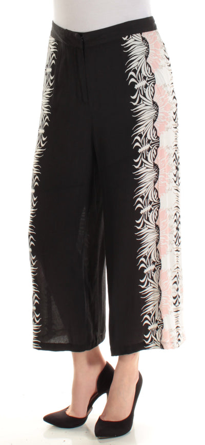 YYIGAL Womens Black Printed Wide Leg Pants