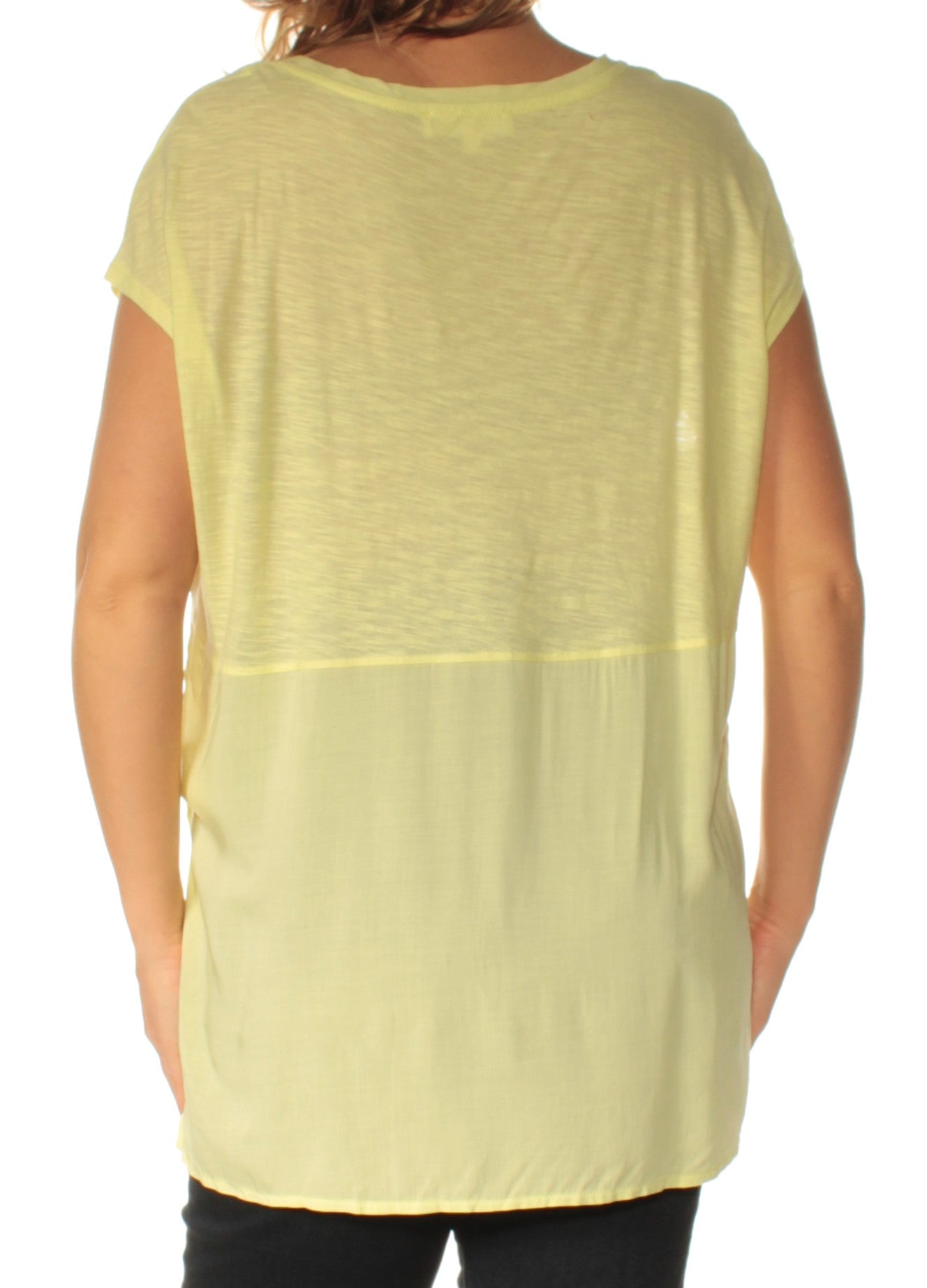 VINCE CAMUTO Womens Yellow Cap Sleeve Boat Neck Top