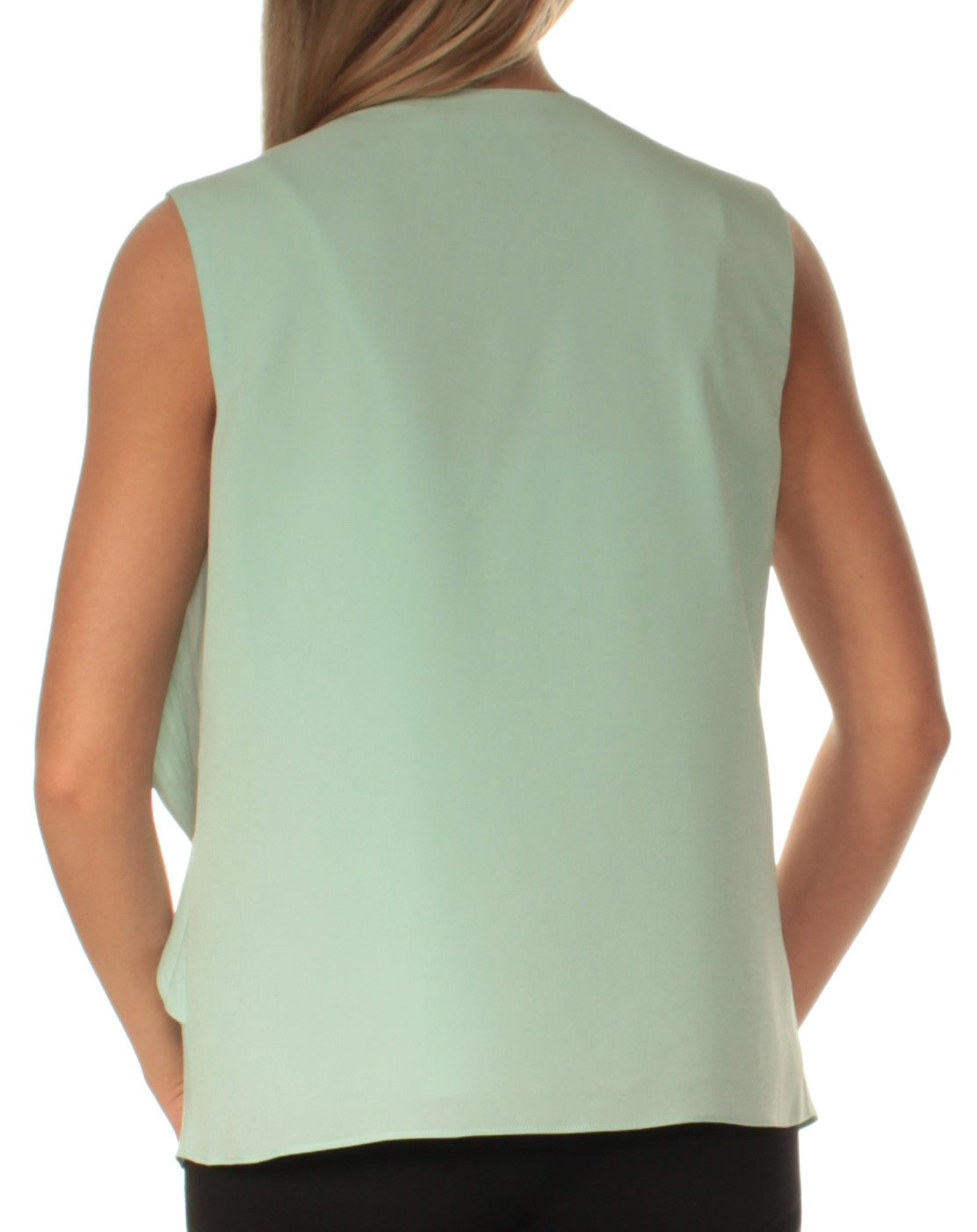 CYNTHIA ROWLEY Womens Aqua Zippered Sleeveless Crew Neck Top