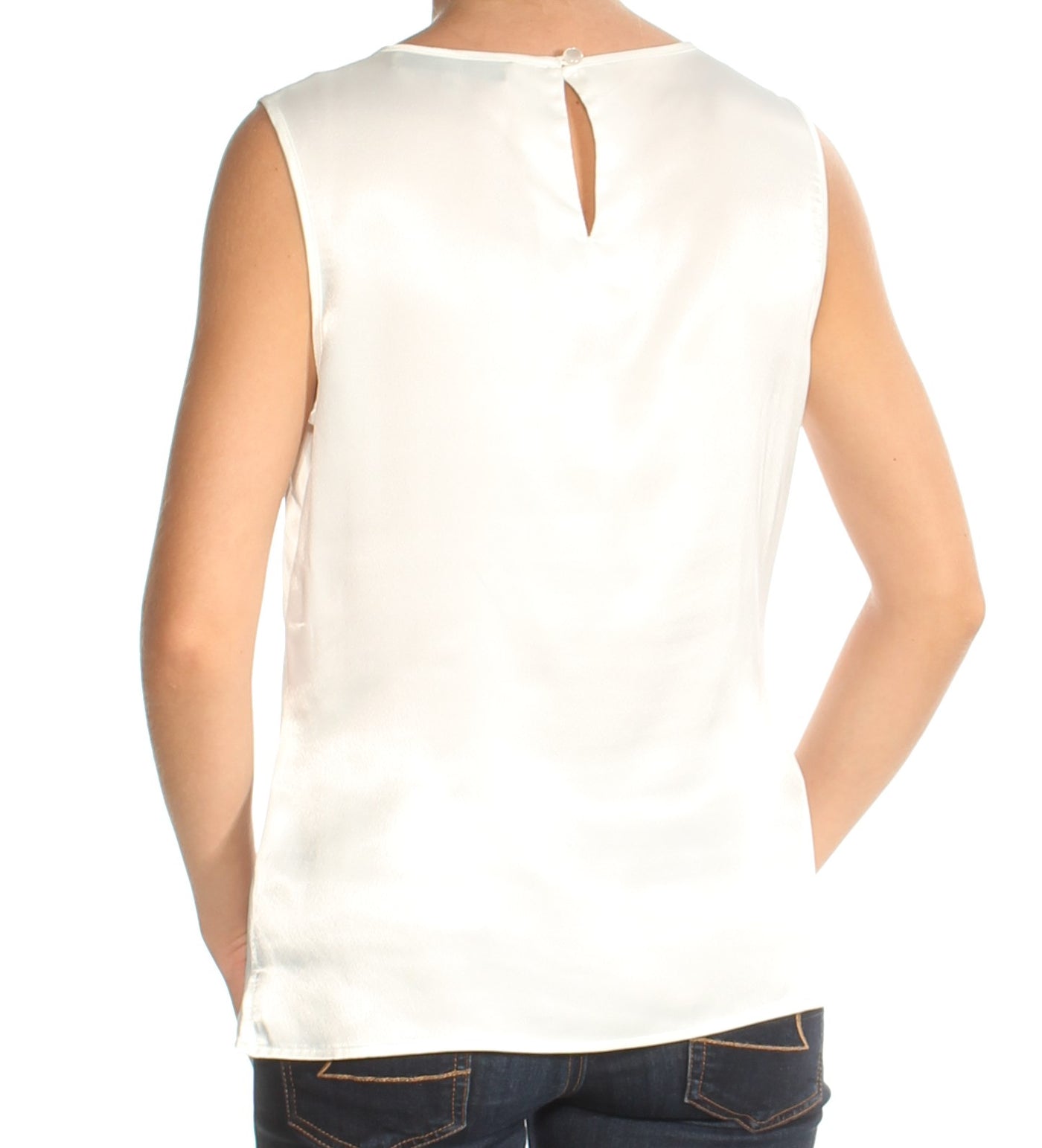 KASPER Womens Ivory Sleeveless Jewel Neck Wear To Work Top