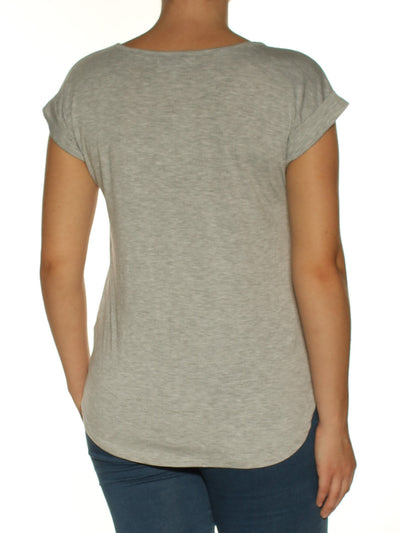 CRAVE FAME Womens Gray Cap Sleeve V Neck Top